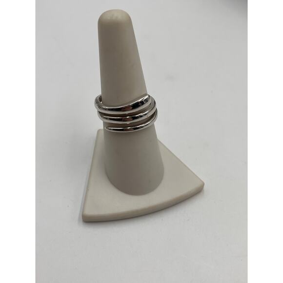 FAS Sterling Silver 925 Spiral Three Rows  Ring Sz‎ 7.75 - Picture 1 of 8